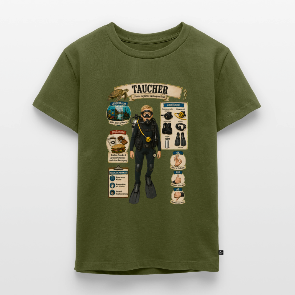Kleiner Taucher – Homo sapiens subaquaticus | Kinder Premium T-Shirt - Khaki