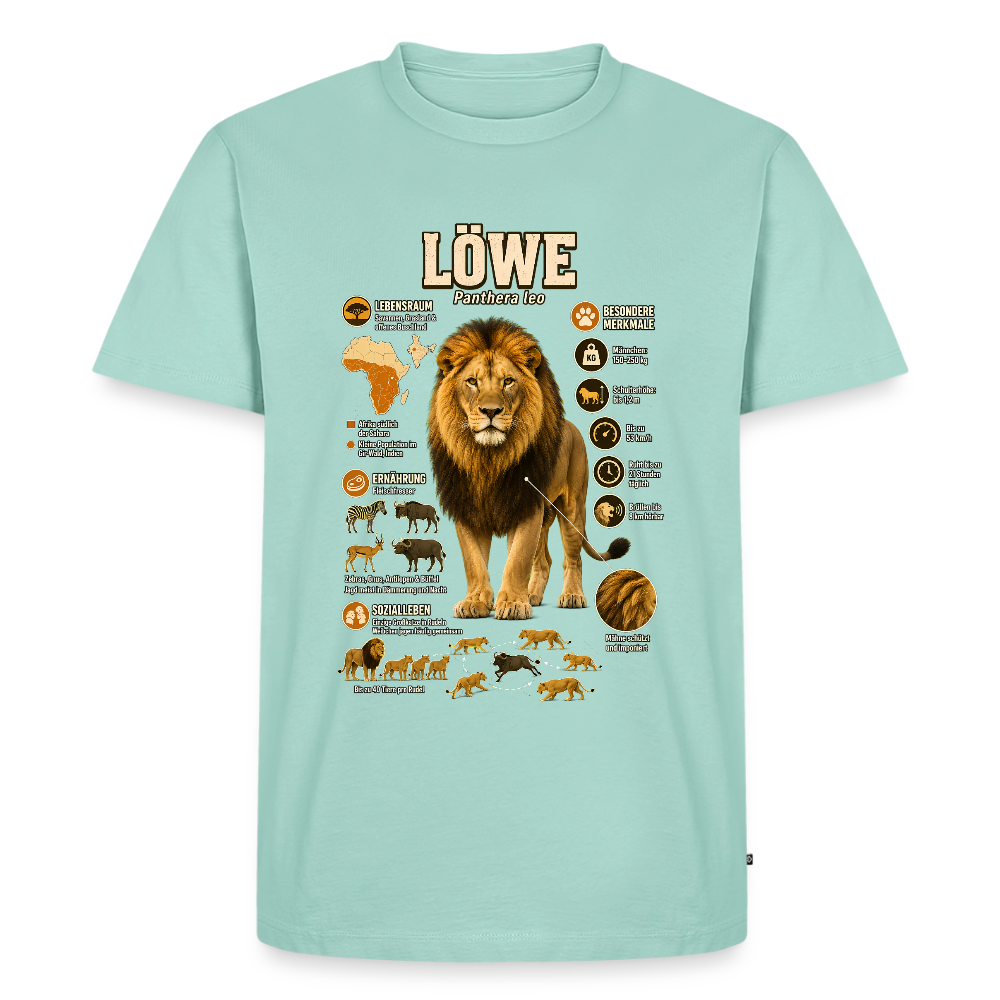 Löwe – König der Savanne | Tier-Infografik | Men’s Premium T-Shirt - Mint 