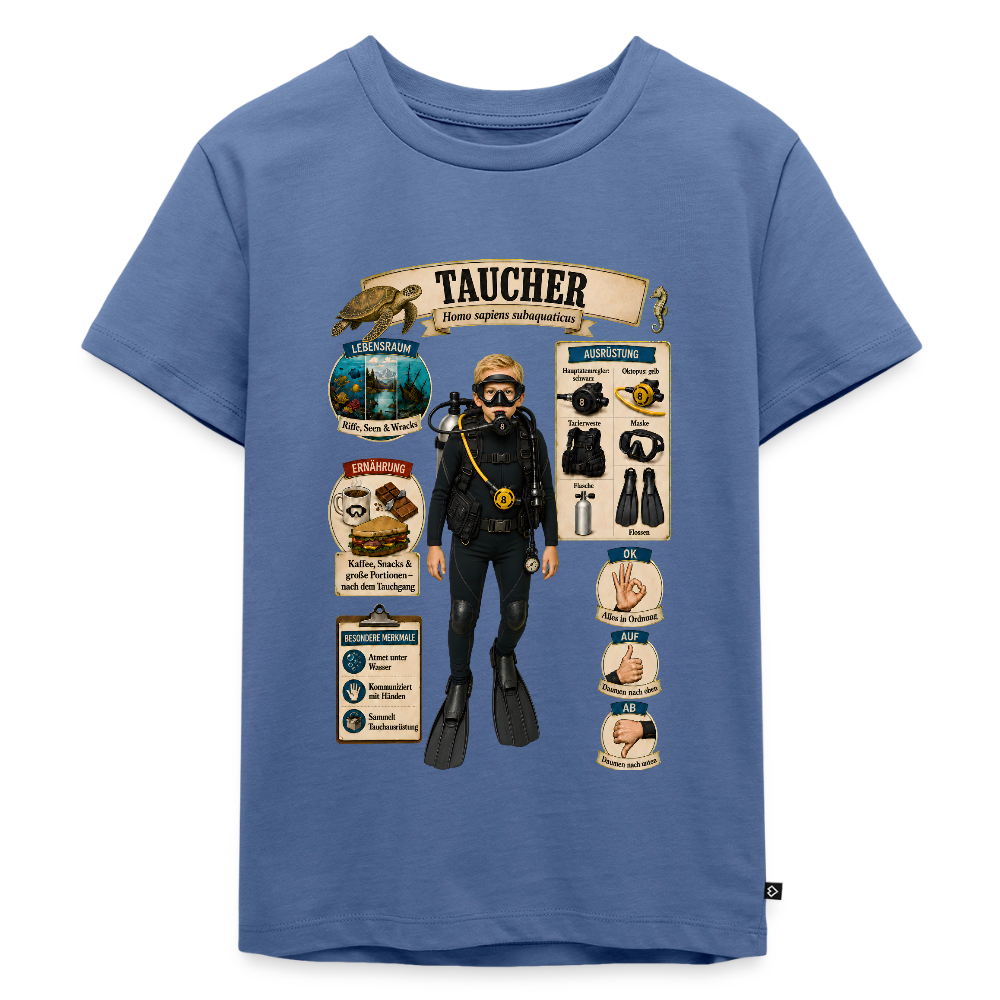Kleiner Taucher – Homo sapiens subaquaticus | Kinder Premium T-Shirt - Taubenblau