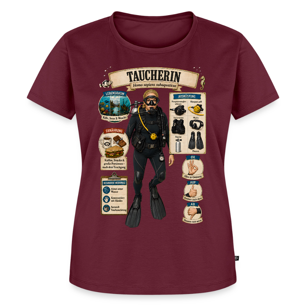 Taucherin – Homo sapiens subaquaticus | Frauen Premium T-Shirt - Burgunderrot