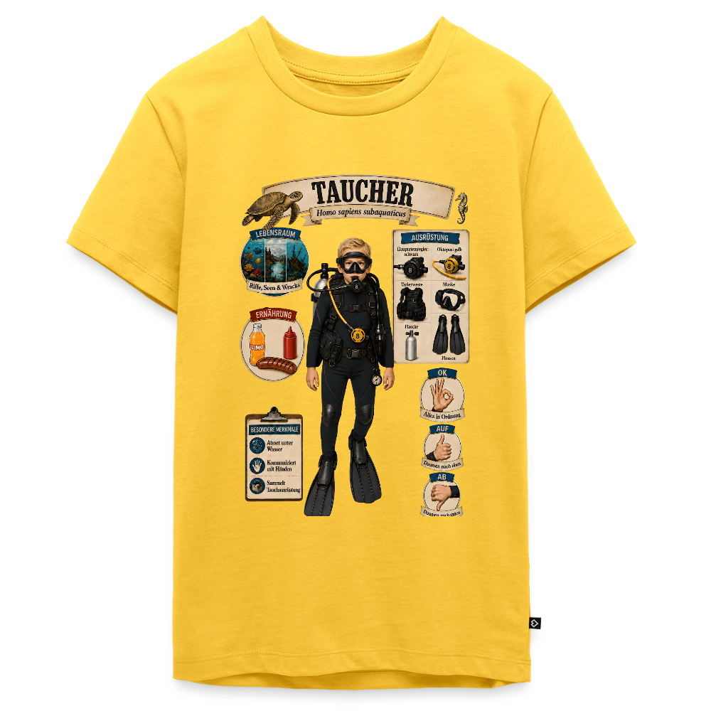 Kleiner Taucher – Homo sapiens subaquaticus | Teenager Premium T-Shirt - Sonnengelb