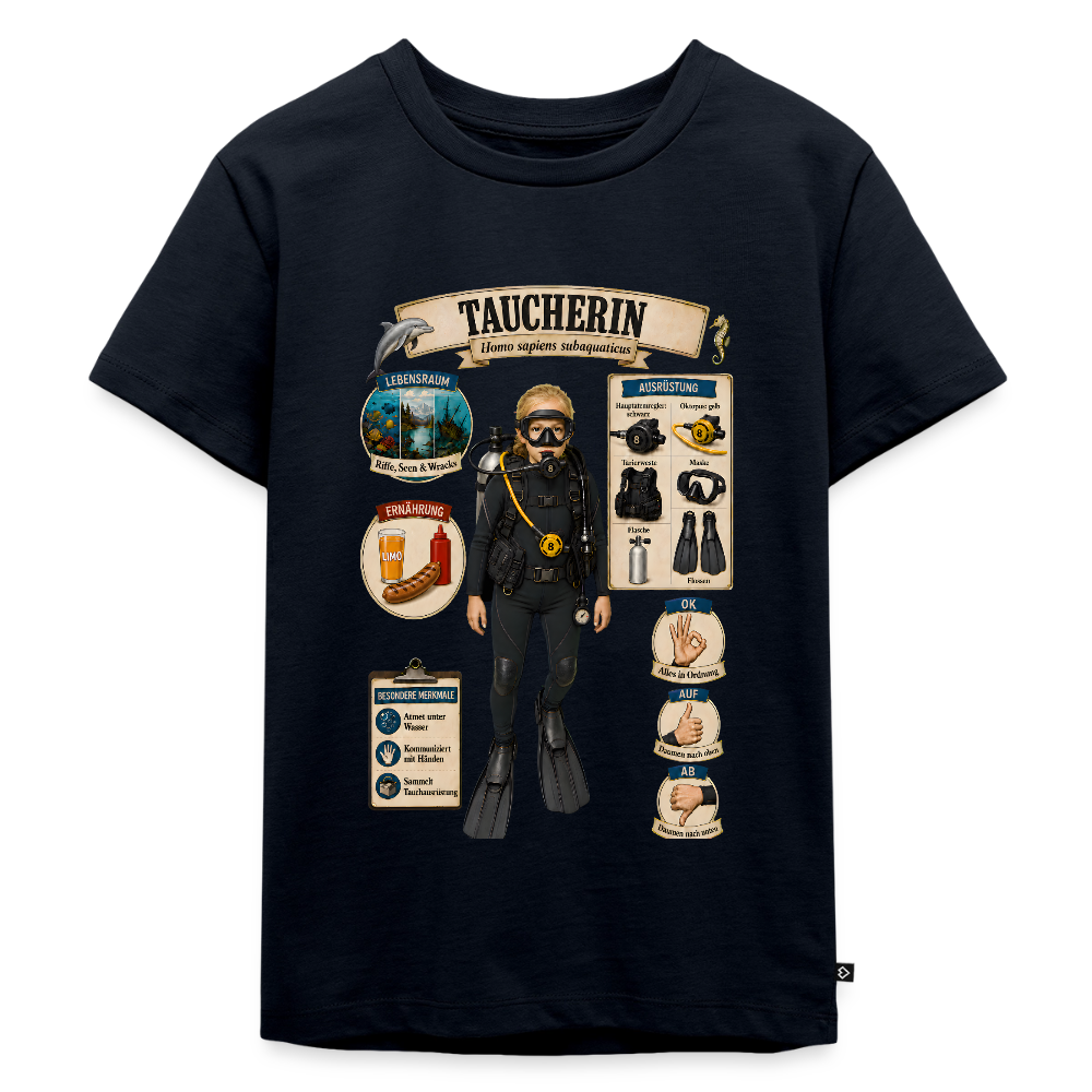 Kleine Taucherin – Homo sapiens subaquaticus | Kinder Premium T-Shirt - Navy