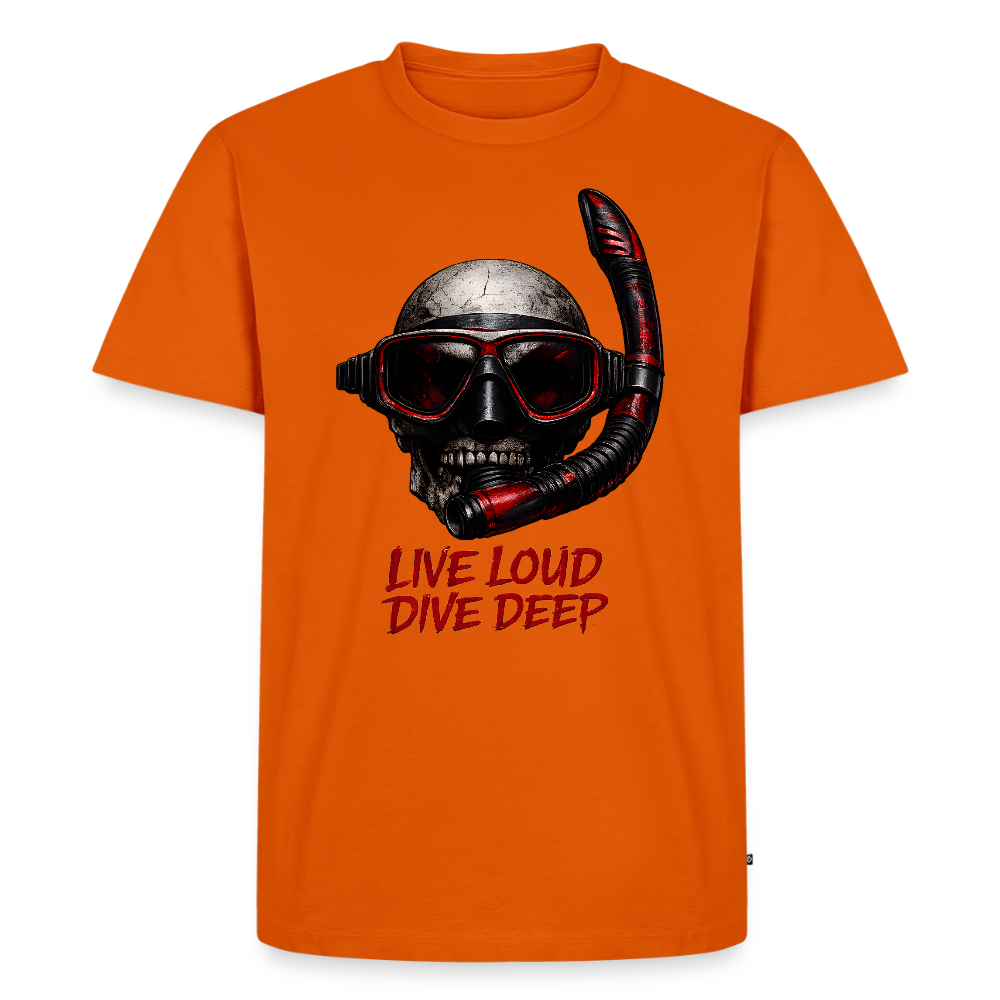 Live Loud Dive Deep – Taucher Totenkopf | Männer Premium T-Shirt - Orange 