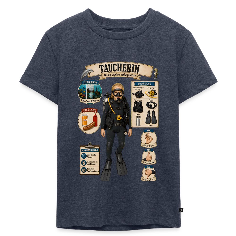 Kleine Taucherin – Homo sapiens subaquaticus | Kinder Premium T-Shirt - Jeansblau 