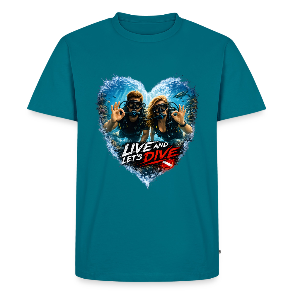 Live And Let's Dive Taucher Paar Herz | Männer Premium T-Shirt - Petrol