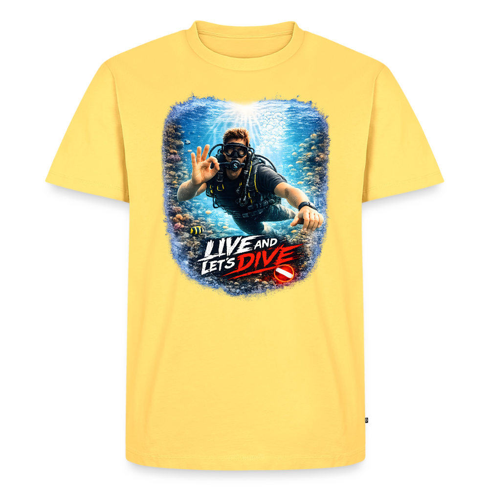 Live and Let's Dive | Tauchen | Männer Premium T-Shirt - Pastellgelb