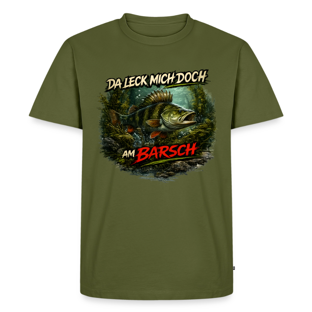 Da leck mich doch am Barsch – Deutscher Flussbarsch | Lustiges Angler Männer Premium T-Shirt - Khaki