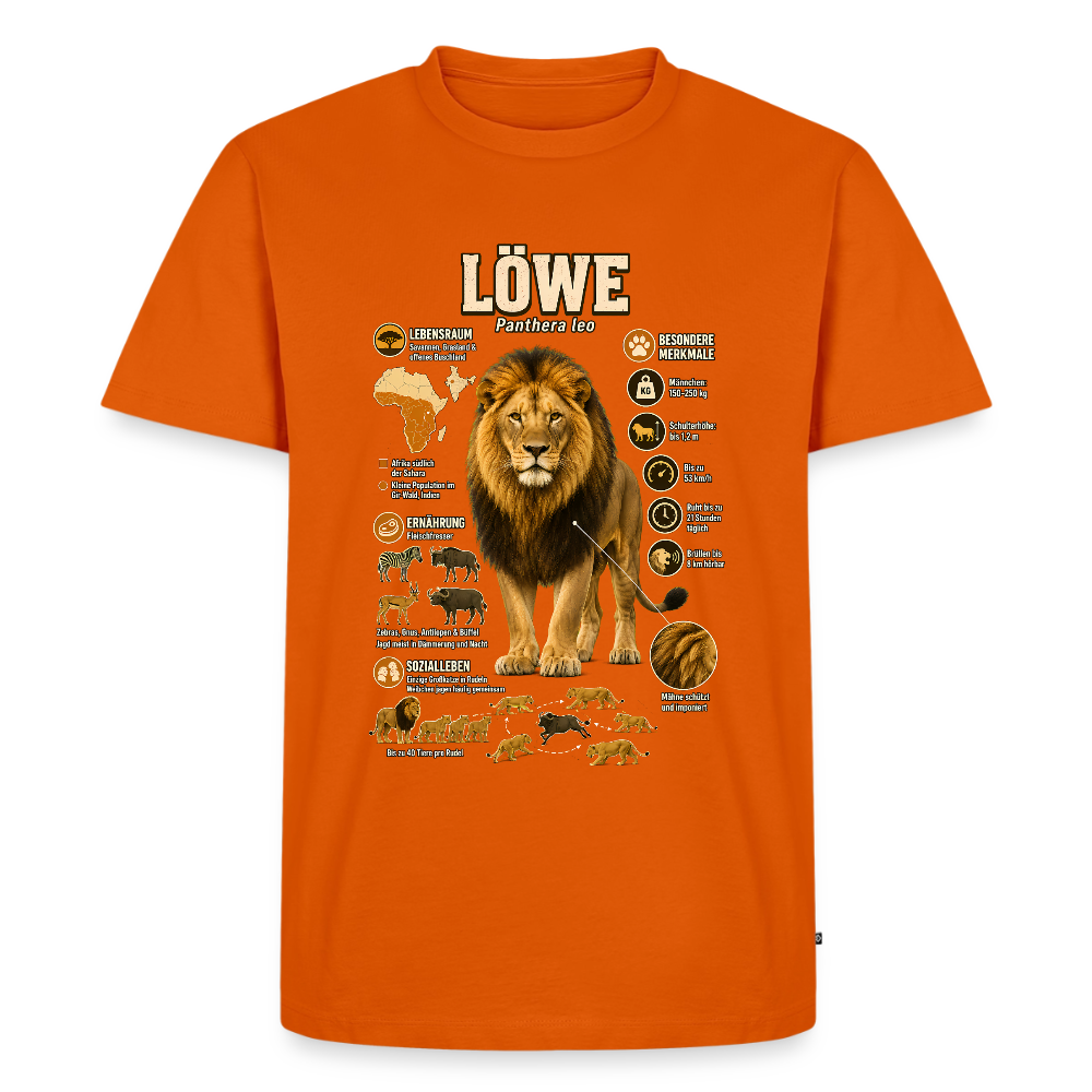 Löwe – König der Savanne | Tier-Infografik | Men’s Premium T-Shirt - Orange 