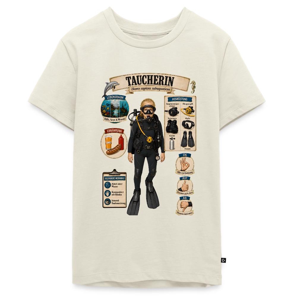 Kleine Taucherin – Homo sapiens subaquaticus | Teenager Premium T-Shirt - Naturweiß