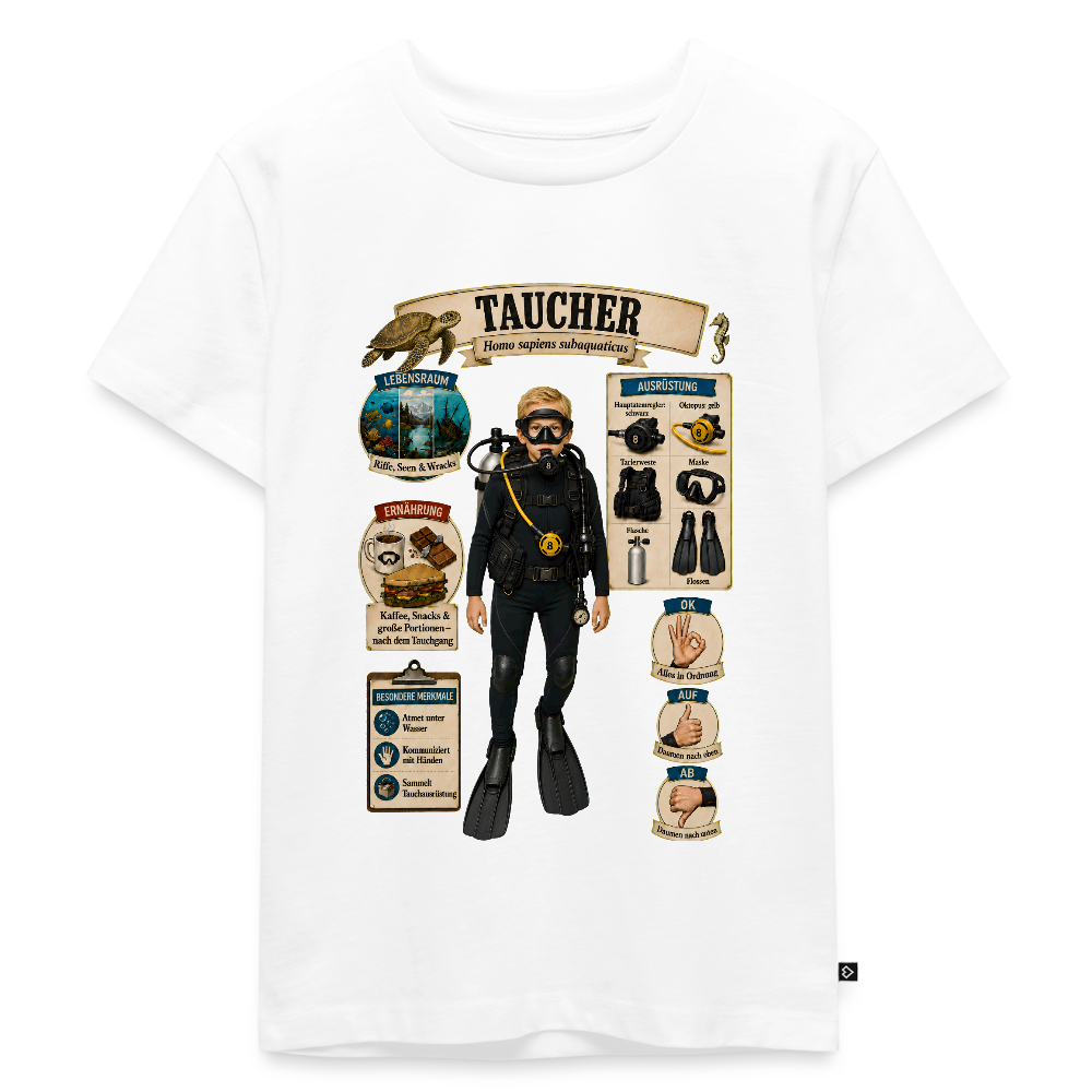 Kleiner Taucher – Homo sapiens subaquaticus | Kinder Premium T-Shirt - Weiß