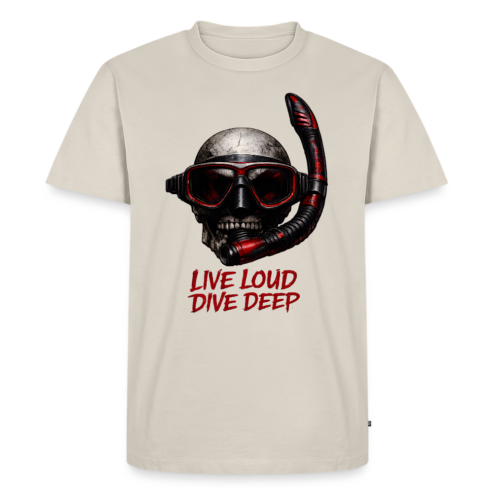 Live Loud Dive Deep – Taucher Totenkopf | Männer Premium T-Shirt - Beige