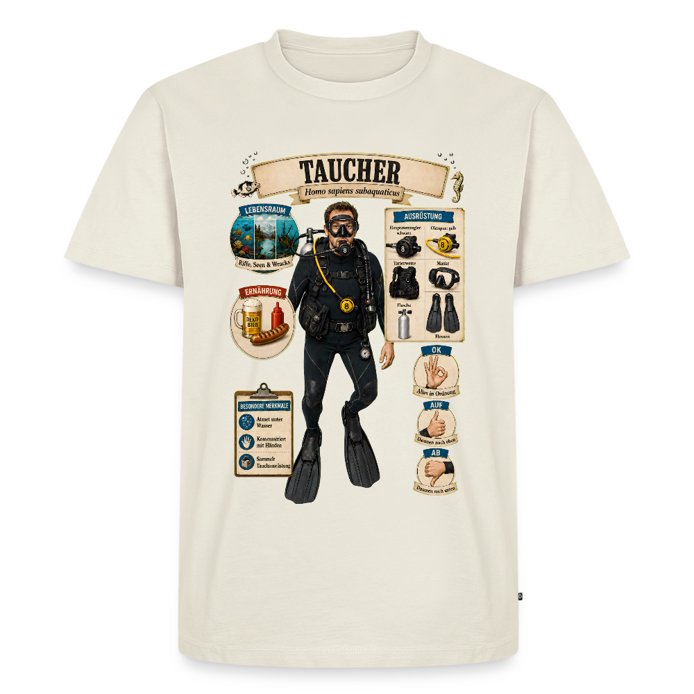 Taucher Infografik – Homo sapiens subaquaticus | Männer Premium T-Shirt - Naturweiß