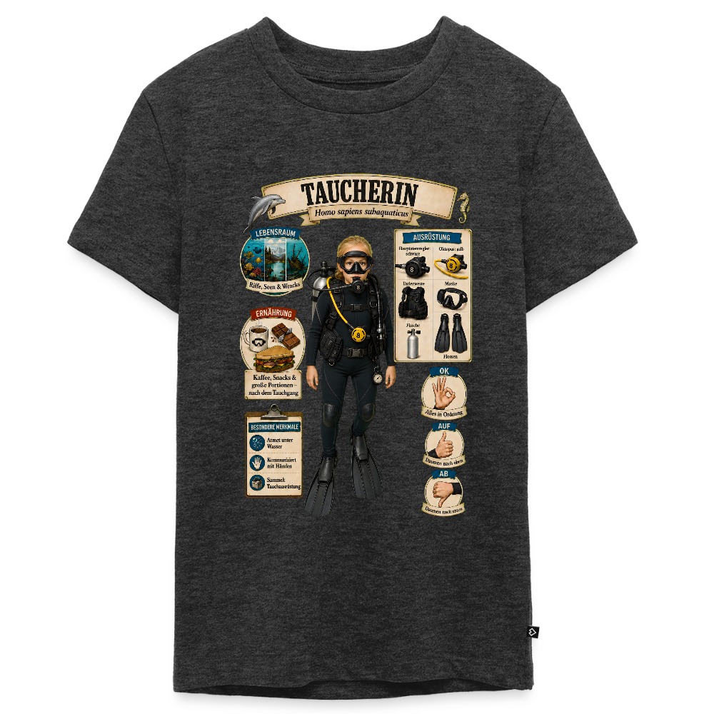 Kleine Taucherin – Homo sapiens subaquaticus | Teenager Premium T-Shirt - Anthrazit meliert