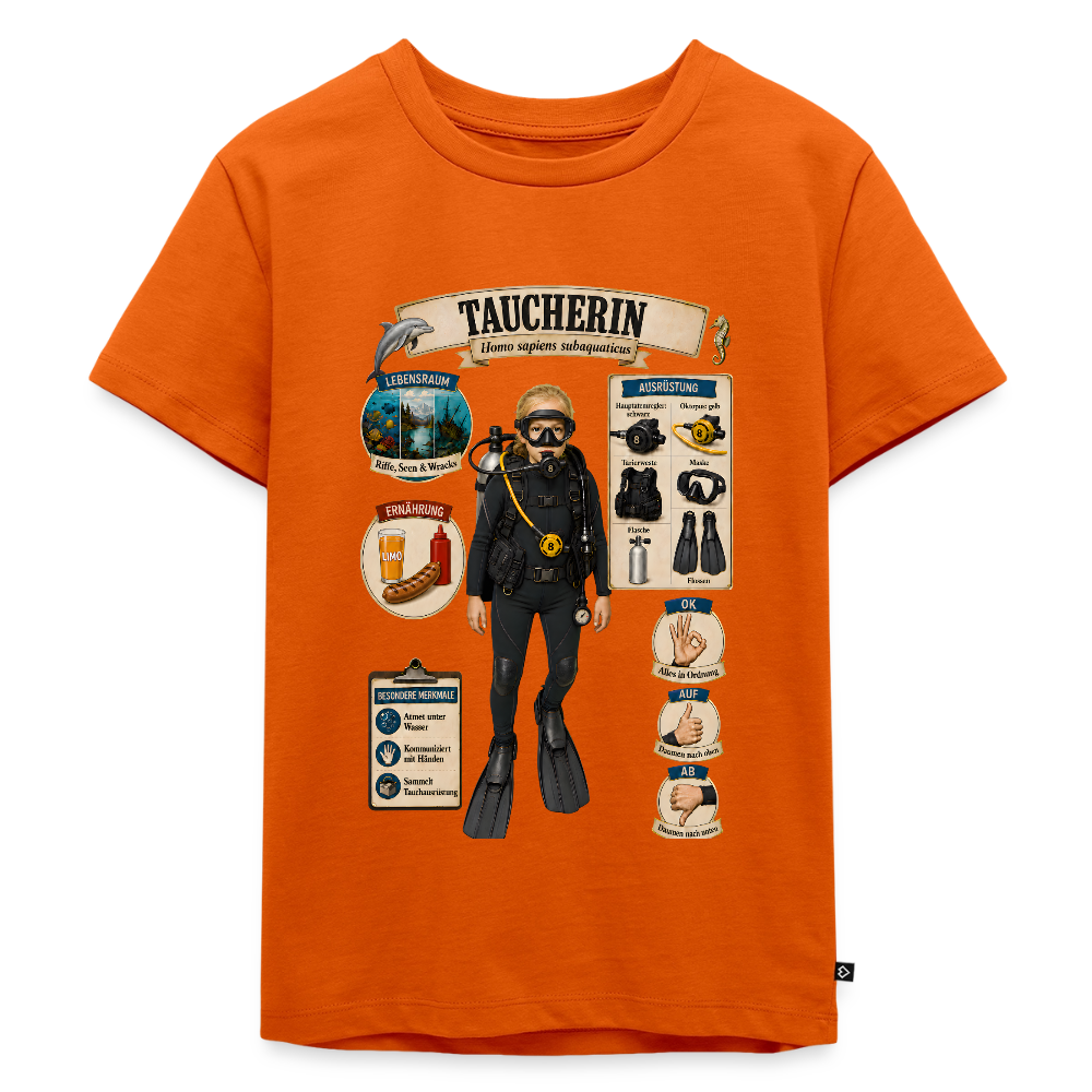 Kleine Taucherin – Homo sapiens subaquaticus | Kinder Premium T-Shirt - Orange 