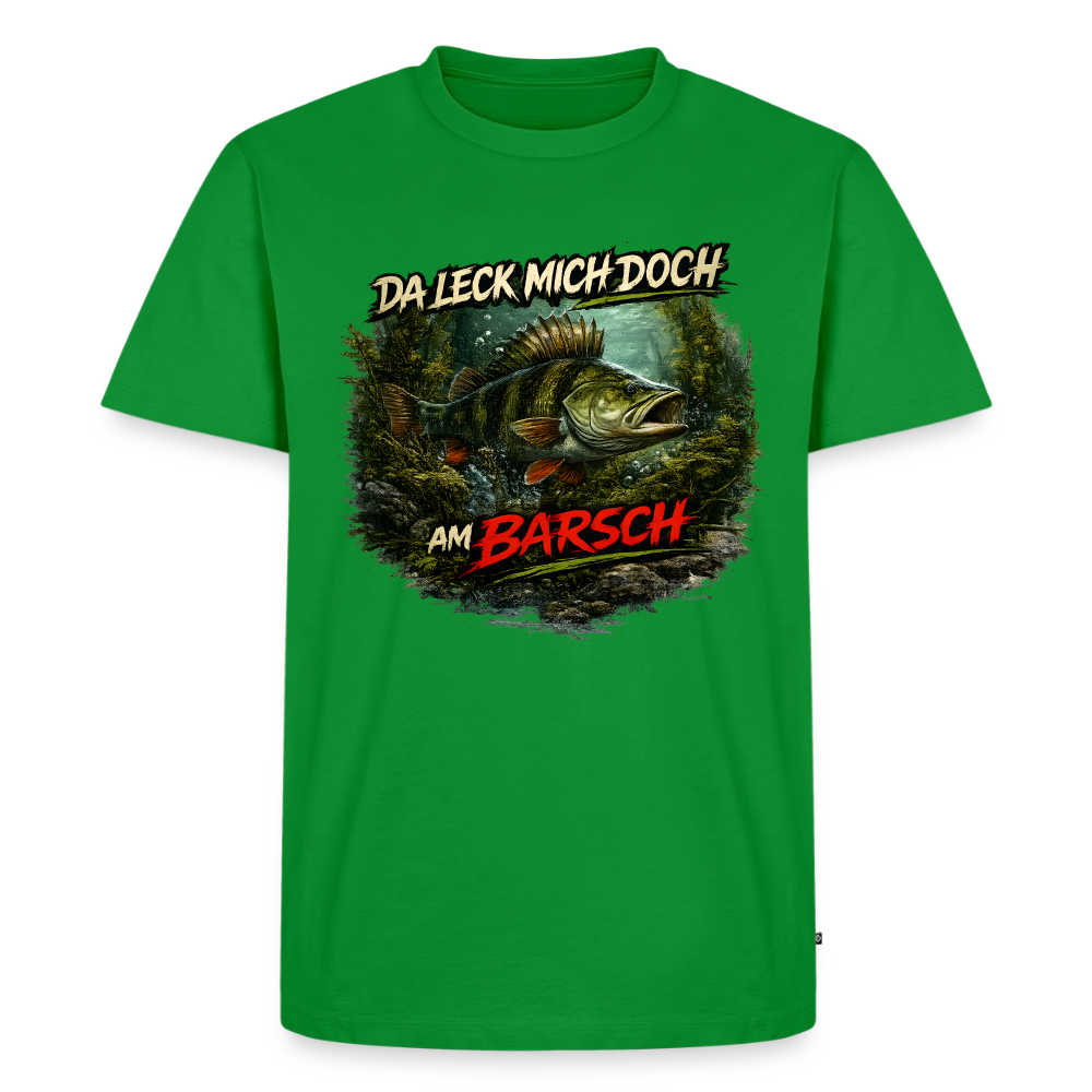 Da leck mich doch am Barsch – Deutscher Flussbarsch | Lustiges Angler Männer Premium T-Shirt - Grün