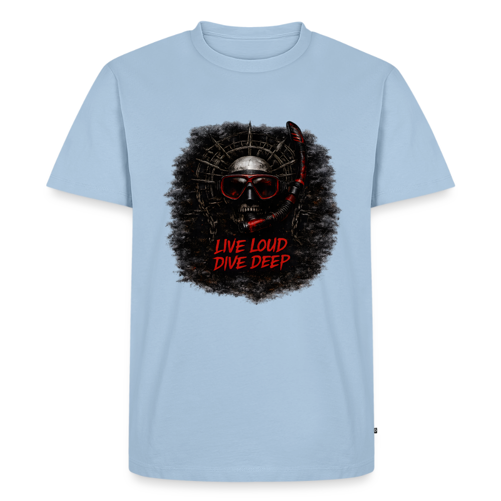 Live Loud Dive Deep – Taucher Totenkopf | Männer Premium T-Shirt - Hellblau