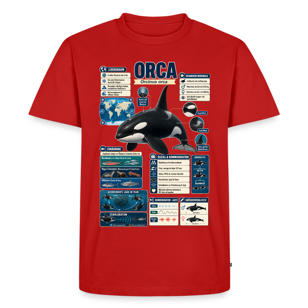 Orca Infografik – Faszinierende Fakten über den Schwertwal | Männer Premium T-Shirt - Rot