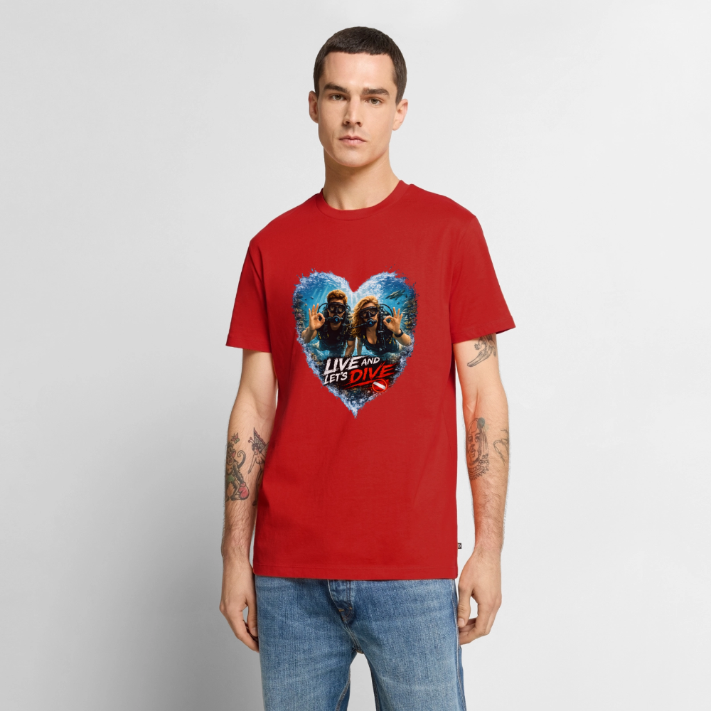 Live And Let's Dive Taucher Paar Herz | Männer Premium T-Shirt - Rot