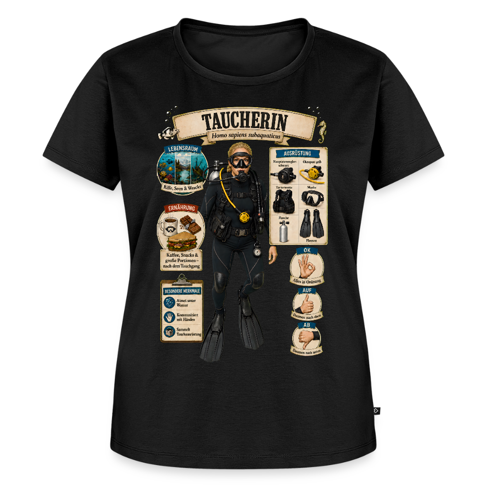 Taucherin – Homo sapiens subaquaticus | Frauen Premium T-Shirt - Schwarz