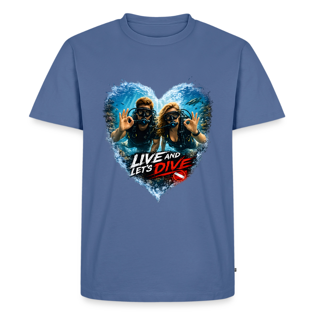 Live And Let's Dive Taucher Paar Herz | Männer Premium T-Shirt - Taubenblau