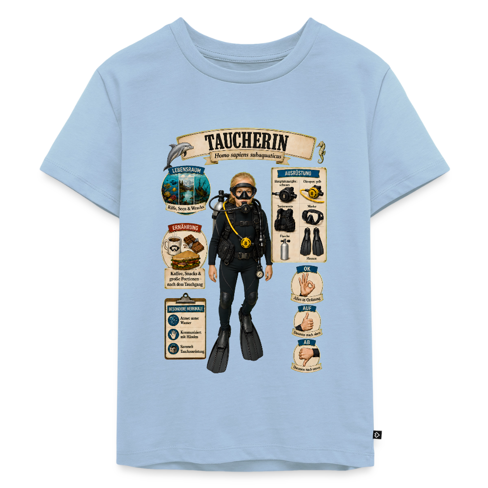 Kleine Taucherin – Homo sapiens subaquaticus | Kinder Premium T-Shirt - Hellblau