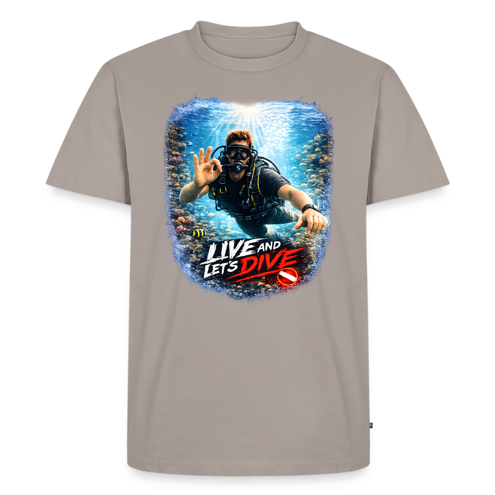 Live and Let's Dive | Tauchen | Männer Premium T-Shirt - Taupe