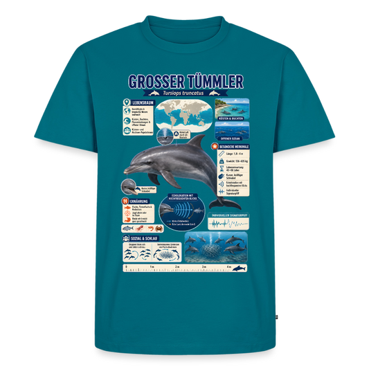 Großer Tümmler Infografik – Spannende Fakten über den intelligenten Delfin | Männer Premium T-Shirt - Petrol