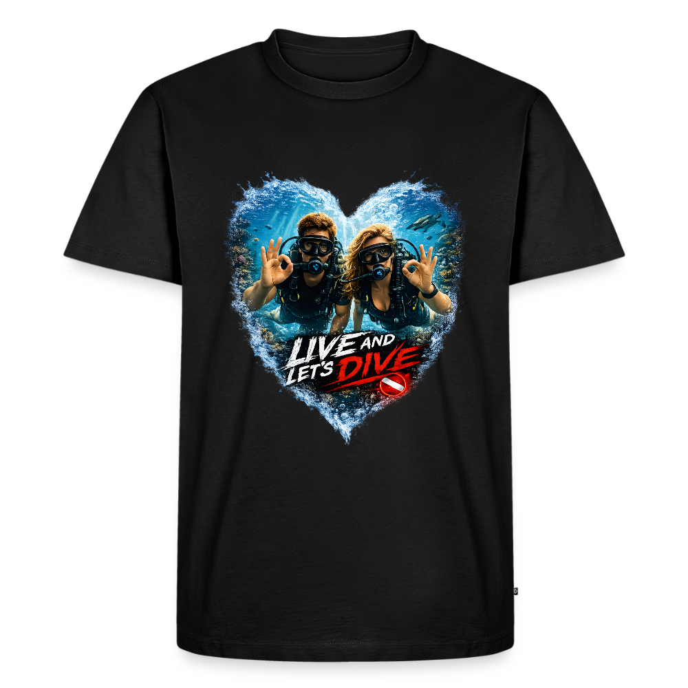 Live And Let's Dive Taucher Paar Herz | Männer Premium T-Shirt - Schwarz