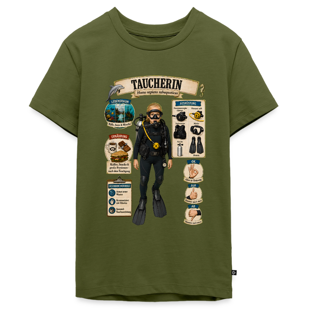 Kleine Taucherin – Homo sapiens subaquaticus | Teenager Premium T-Shirt - Khaki