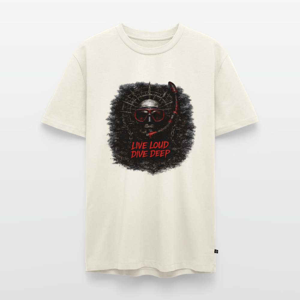 Live Loud Dive Deep – Taucher Totenkopf | Männer Premium T-Shirt - Naturweiß