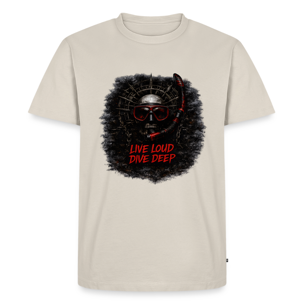 Live Loud Dive Deep – Taucher Totenkopf | Männer Premium T-Shirt - Beige