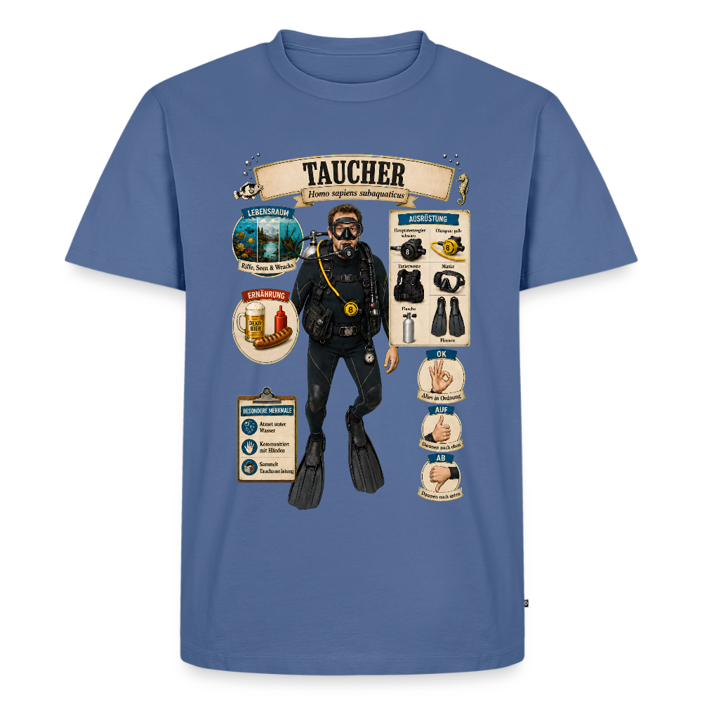Taucher Infografik – Homo sapiens subaquaticus | Männer Premium T-Shirt - Taubenblau