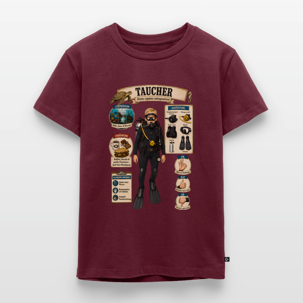 Kleiner Taucher – Homo sapiens subaquaticus | Kinder Premium T-Shirt - Burgunderrot