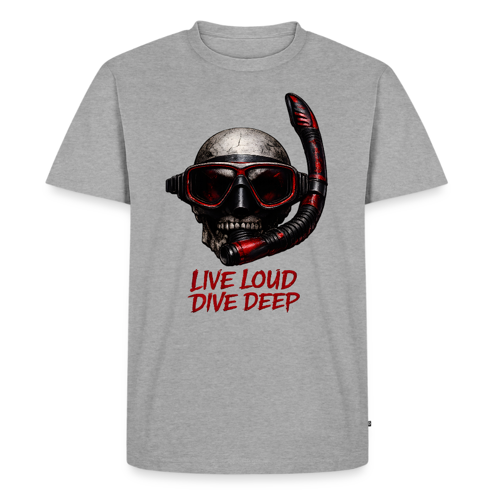 Live Loud Dive Deep – Taucher Totenkopf | Männer Premium T-Shirt - Grau meliert