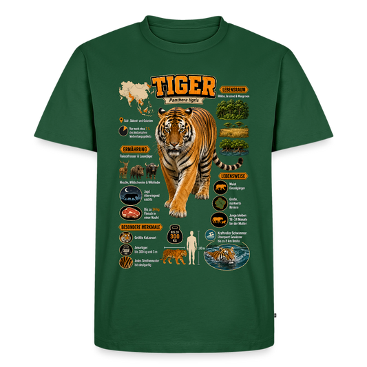 Tiger Infografik – Wissen über den König des Dschungels | Männer Premium T-Shirt - Flaschengrün