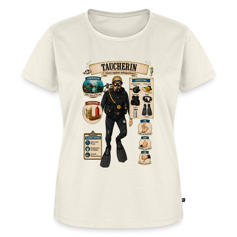 Taucherin – Homo sapiens subaquaticus | Frauen Premium T-Shirt - Naturweiß