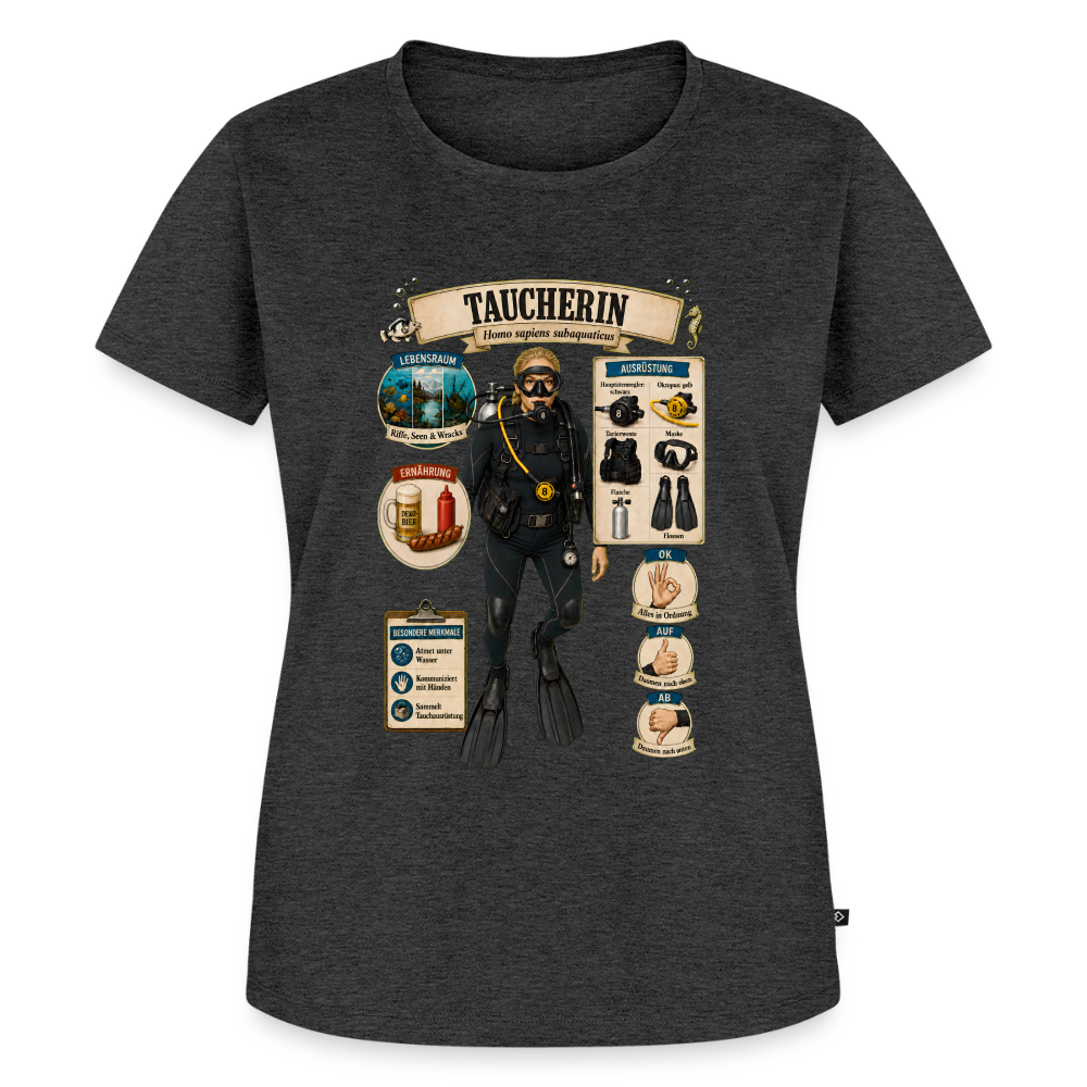 Taucherin – Homo sapiens subaquaticus | Frauen Premium T-Shirt - Anthrazit meliert