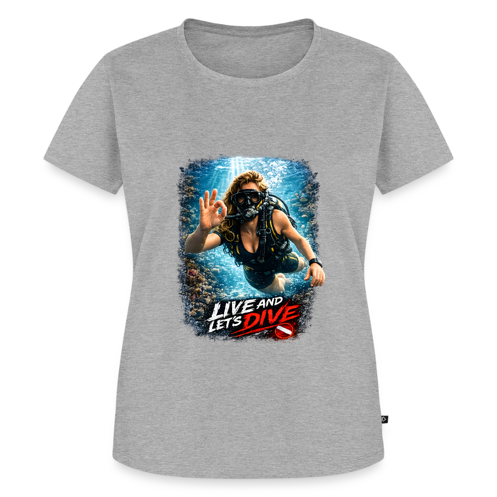 Live and Let's Dive | Tauchen | Frauen Premium T-Shirt - Grau meliert
